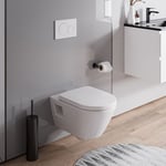 Wc suspendu sans rebord, Cuvette supendue avec abattant fermeture en douceur - 37x36x54cm - Blanc brillant - viveo - Bernstein