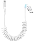 Cable USB C Spiralé, 3A Cable USB C Charge Rapide, [0.4M-1M] Cable USB vers USB C pour Android Auto, iPhone 16/15 Plus Pro, Galaxy S24 S23, Huawei, Xiaomi, Sony, MacBook-Blanc.[V259]