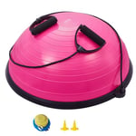 VEVOR Demi-ballon d’Exercice 62 cm, Ballon d'Équilibre Charge 300 kg, Station d'Équilibre avec Bande de Résistance et Pompe à Pied, Entraînement Complet du Corps, pour Domicile, Gym, Yoga, Rose