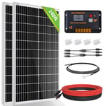 ECO-WORTHY 1KWH/Day Solar Panel Kit 240Watt 12Volt Solar Power System for Off Grid Home RV: 2pcs 120W Mono Solar Panel + 30A 12V/24V Charger Controller + Solar Cable + Z Bracket Mount