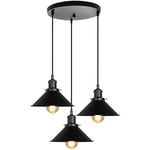 3 Lumières Plafonnier Rétro Suspension Luminaire Industrielles 22CM Lustre Créatif Pour Salon Salle à Manger, Bar, Balcon, Noir