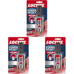 Loctite Colle Power Epoxy Rapide 5 Minutes 11 ml, Colle epoxy réajustable, colle forte résistante avec seringue auto-mélangeuse, colle résine epoxy transparente (Lot de 3)