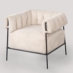 MEUBLE COSY Fauteuil Salon Chaise de Canapé de Loisirs pour Chambre avec Assise Épais Dossier Coussin Accoudoirs en Velours Côtelé Beige