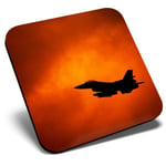 Square Single Coaster  - Fighter Plane Sunset Air Force Jet  #45019