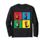 Colorful Cool Chicken Art, Crazy Chicken Rooster Family Long Sleeve T-Shirt