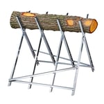 Relaxdays Sawhorse, Wood Sawing, Foldable, Load Capacity 150 kg, Chainsaws Frame, Steel, HWD: 80 x 80 x 82 cm, Silver