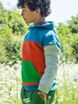 Frugi Kids' Organic Cotton Switch Bowen Colour Block Hoodie, Deep Water/Earth