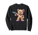 Cool adult Teddy Bear with firearm and pistol in hand Sweatshirt