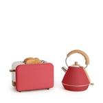 CREATE/PACK TOAST RETRO + KETTLE RETRO M/Grille-pain rouge avec bouilloire rouge/Bouilloire 1 L