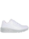 Skechers Girls Uno Ice All Over Glitter Embossed Lace Up Trainer, White, Size 13 Younger