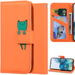 DodoBuy Case for Samsung Galaxy S20+ Plus, Cartoon Animal Pattern Magnetic Flip Protection Cover Wallet PU Leather Bag Holder Stand with Card Slots - Orange Frog