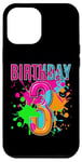 Coque pour iPhone 14 Pro Max T-shirt 3ème anniversaire pour filles et garçons. Éclaboussures de peinture de 3 ans