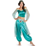 Kvinnors Halloween Aladdin Jasmine Princess Fancy Dress Carnival Cosplay Costume S Blue Green 2XL