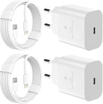 For Iphone Charger Apple Charger, 2 Pack Apple Fast Charging 20w Pd Usb C Wall Charger Block With Lightning Cable Compatible With Iphone 14/13/12/12 Pro /11 Ipad Mfi Certified