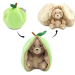 LES DÉGLINGOS - FLIPETZ - Doudou Crocket Le Chien/Pomme - Chien Cache-Cache réversible - Peluche Toute Douce pour bébé - Idées Cadeaux de Naissance, Vert et Beige