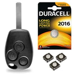 Boitier pour Télécommande Voiture Plip Coque Clé Renault Megane Scenic Clio 3 Kangoo Twingo Master Modus + Pile DURACELL CR2016 - Kit iRace Keys®