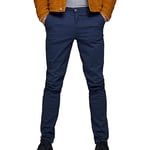 Jack & Jones Men's Chino Pants | Stretch Trousers Tapered Cut | Slim Fit Look JPSTMARCO JJBOWIE, Couleurs:Bleu-Marine, Taille de Pantalon:33W / 30L, Z - Länge L30/32/34/36/38:L30