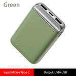 szkn Cellphone Charger 10000mAh Portable Mini Mobile Power Ultra-thin Compact Power Bank Universal for Android Apple Mobile Phone green