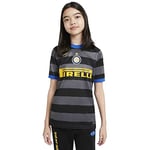 Nike Inter Y NK BRT Stad JSY SS 3R T-Shirt Enfant Dark Grey/(Tour Yellow) (Full Sponsor) FR: L (Taille Fabricant: L)