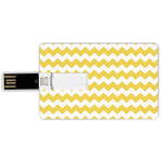 64G USB Flash Drives Credit Card Shape Yellow Chevron Memory Stick Bank Card Style Old Fashioned Sharp Zigzag Stripes Geometric Sunny Summer Motif Decorative,Earth Yellow White Waterproof Pen Thumb Lo