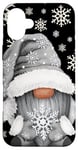 Coque pour iPhone 16 Plus Cool Grey Goth Gnome With Cute Snowflake Pattern For Winter