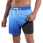 AI'MAGE Short de bain 2 en 1 pour homme avec poches, Dégradé bleu foncé, XL