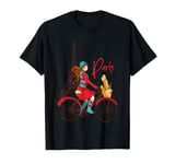 Paris France Woman Riding Bike Eiffel Tower French T-Shirt