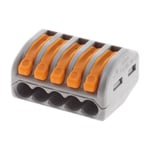 Borne automatique à cliquet S222 - Connexion rapide à leviers - 5 entrées  - fils rigides et souples 4mm² max - Orange - Wago