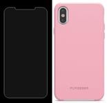 PureGear Baby Pink SOFT-TEK Case Cover + Tempered Glass for iPhone X/Xs/10/10s