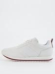 Calvin Klein Low Top Leather Lace Up Runners - White, White, Size 44, Men