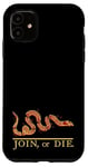 Coque pour iPhone 11 Join or Die Snake Franklin Drapeau Colonial Snake Rouge Jaune