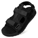 Gaatpot Sandales Femme Sandals de Sport et d'Extérieur Homme avec soutien de la voûte Sandale de Trekking Randonnée Ajustable Bout Ouvert Confortable Noir 43