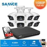 8CH 1080p système de caméra de sécurité 5 en 1 cctv dvr enregistreur Surveillance vidéo filaire étanche 8 caméras, 3 tb disque dur - Sannce