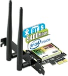 Carte WiFi, AX 5400Mbps PCIe WiFi Bluetooth 2-en-1 Carte WiFi 6 pour PC de Bureau Windows 11/10(64Bit), Carte réseau sans Fil à Trois Bandes (2.4Ghz, 5Ghz et 6Ghz) Support Bas Profil Inclus