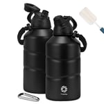 Fjbottle Gourde Isotherme 1.9L avec Bouchon Magnétique, Gourde Sport Double Paroi sans BPA, Bouteille d'eau de Grande Capacité pour Sport, Voyage, Vélo, Randonnée