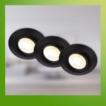 BRILONER - Lot de 3 spots LED encastrables 230V Boîtier 50% recyclé, orientable, Ra90, changement de température de couleur, LED Spot, plat, 68mm de diamètre de trou, 90x24mm (DxH), noir