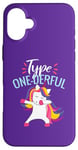 Coque pour iPhone 16 Plus TYPE ONE-DERFUL Type 1 Diabète Fun Dabbing Unicorn Meme