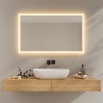 EMKE Miroir de Salle de Bain avec éclairage 100x60 cm, 3000K/6500K, Miroir antibrouillard avec Interrupteur à Bascule, IP44, Miroir Mural économique