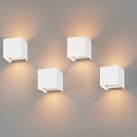 K-Bright 4 Pack Applique Murale Interieur/Exterieur 12W Avec Angle de Faisceau Réglable Appliques Murales 3000K Blanc Chaud Lampe Murale Etanche IP65 Applique Blanc