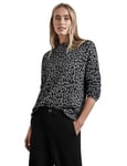 Street One Women's A322365 Fluffy Rib Leo Dessin Shirt, Black, 20