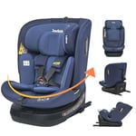 Jovikids i-Size Siege Auto ISOFIX 40-150 cm - Siège Auto Pivotant 360° de la Naissance à Environ 12 ans - ECE R129 Fixations ISOFIX, Top Tether - Bleu