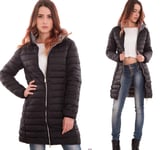 EIJFKNC Manteau à Capuche décontracté Femme Manteau d'hiver Femme 4 Couleurs Doudoune Chaude Parkas, Noir Gris, L