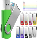 Lot De 10 Clé Usb 2.0 8 Go Clefs Usb-Pivotante Cle Usb 8Go Pendrive Portable Lecteur Flash Usb-Usb Flash Drive Stockage De Données Couleur Mixte Mémoire Stick Avec Cordes