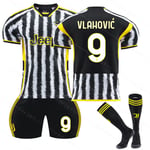 23/24 Ny säsong Hem Juventus F.C. VLAHOVIC Nr 9 Barn Jersey-paket Barn-28