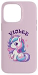 Coque pour iPhone 14 Pro Max Motif licorne violet pour fille