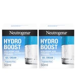 Neutrogena Hydro Boost Gel Cream (2x 50ml Bundle), Intensively Hydrating Fragrance-Free Face Cream for Dry Skin, With Hyaluronic Acid for Advanced Hydration for 72 Hours, Suitable for All Skin Types