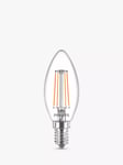 Philips 4.3W E14 SES LED Non-Dimmable Candle Bulb, Clear