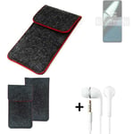 Case for OnePlus 11 dark gray red edges Cover + earphones