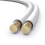 PureLink SP051-025 Câble d'enceinte 2x1,5mm² (99,9% OFC en cuivre Massif 0,20 mm) Câble Haut-Parleur HiFi, 25m, Blanc