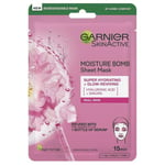 6 x Garnier Skin Active Moisture Bomb Sheet Mask Hyaluronic Acid + Sakura